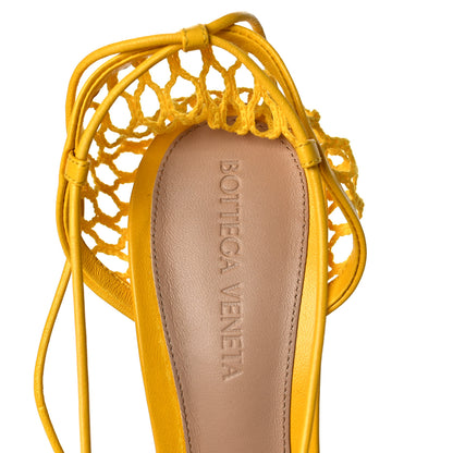 Bottega Veneta Mesh Nappa Stretch Ankle Tie Sandals 37 Egg Yolk 7 of 7