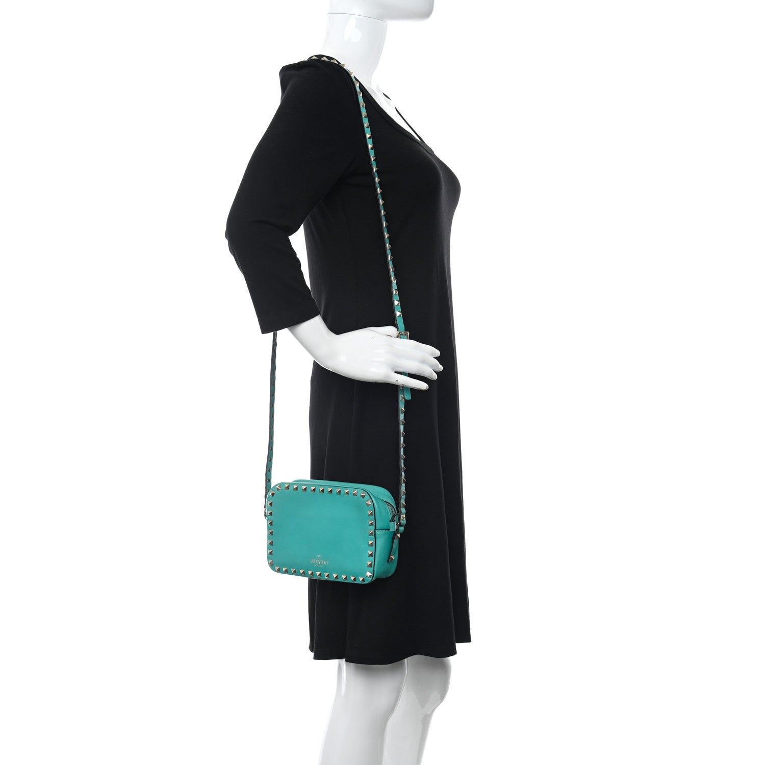 Valentino Garavani Calfskin Rockstud Camera Crossbody Bag Opaline Green 2 of 11
