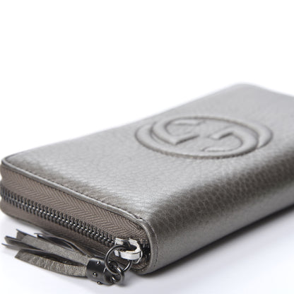 Gucci Metallic Pebbled Calfskin Soho Zip Around Wallet Sasso 5 of 8