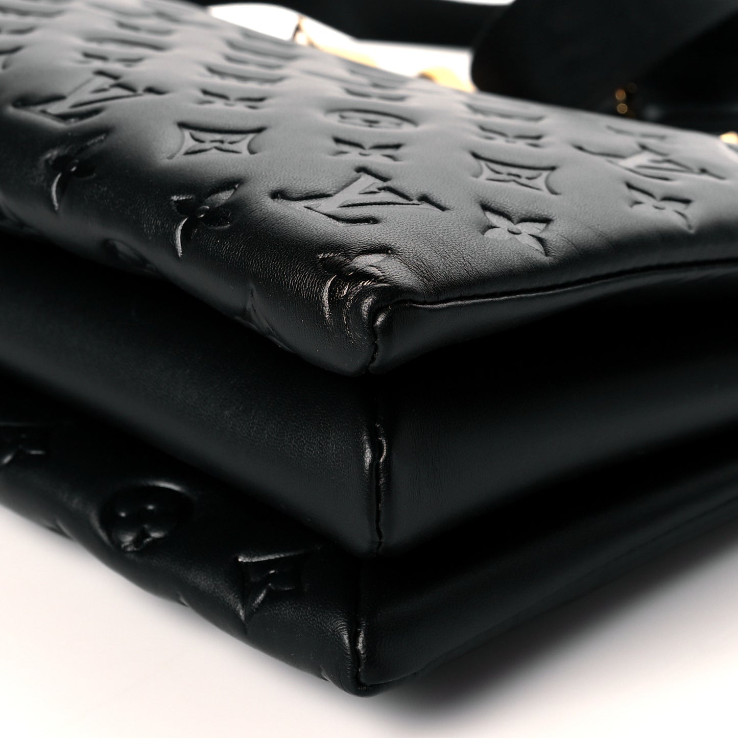 Lambskin Embossed Monogram Coussin MM Black