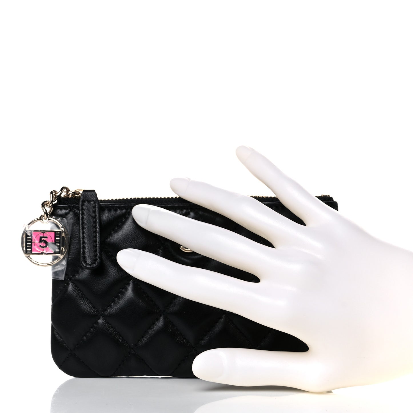 Lambskin Quilted Small No. 5 Cosmetic Case Black