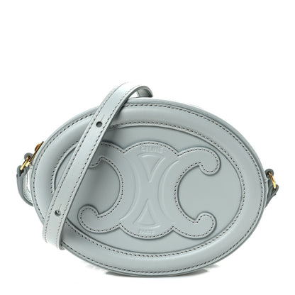 Celine Smooth Calfskin Cuir Small Triomphe Oval Crossbody Purse Soft Blue 1 of 10
