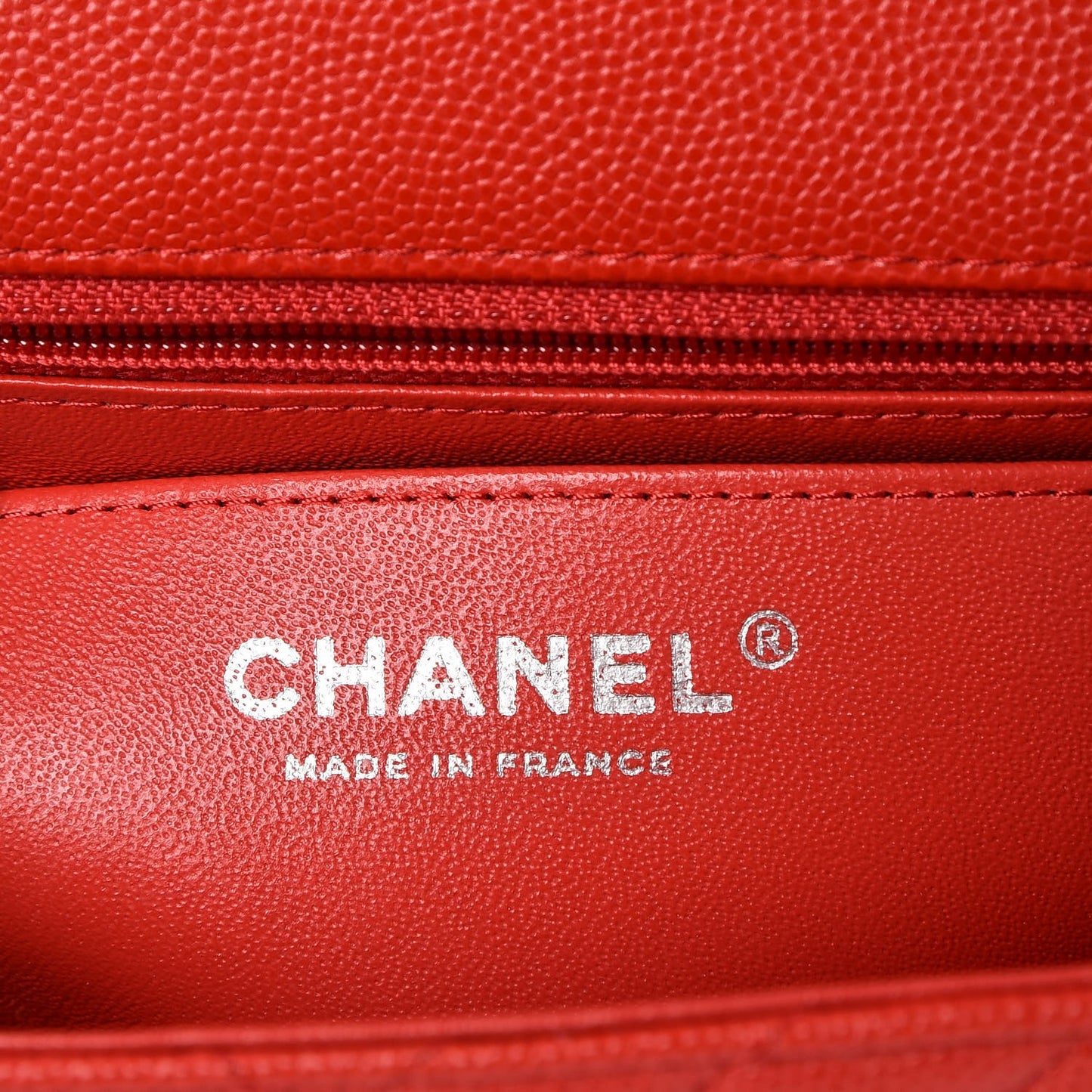 Caviar Chevron Quilted Mini Rectangular Flap Red