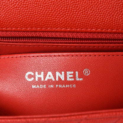 Chanel Caviar Chevron Quilted Mini Rectangular Flap Red 6 of 8