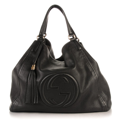 Gucci Pebbled Calfskin Large Soho Shoulder Bag Black 1 of 7