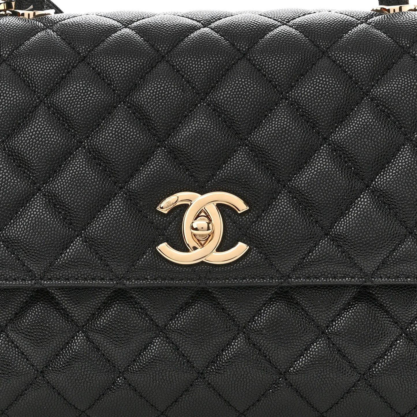 Caviar Quilted Small Coco Handle Flap Black