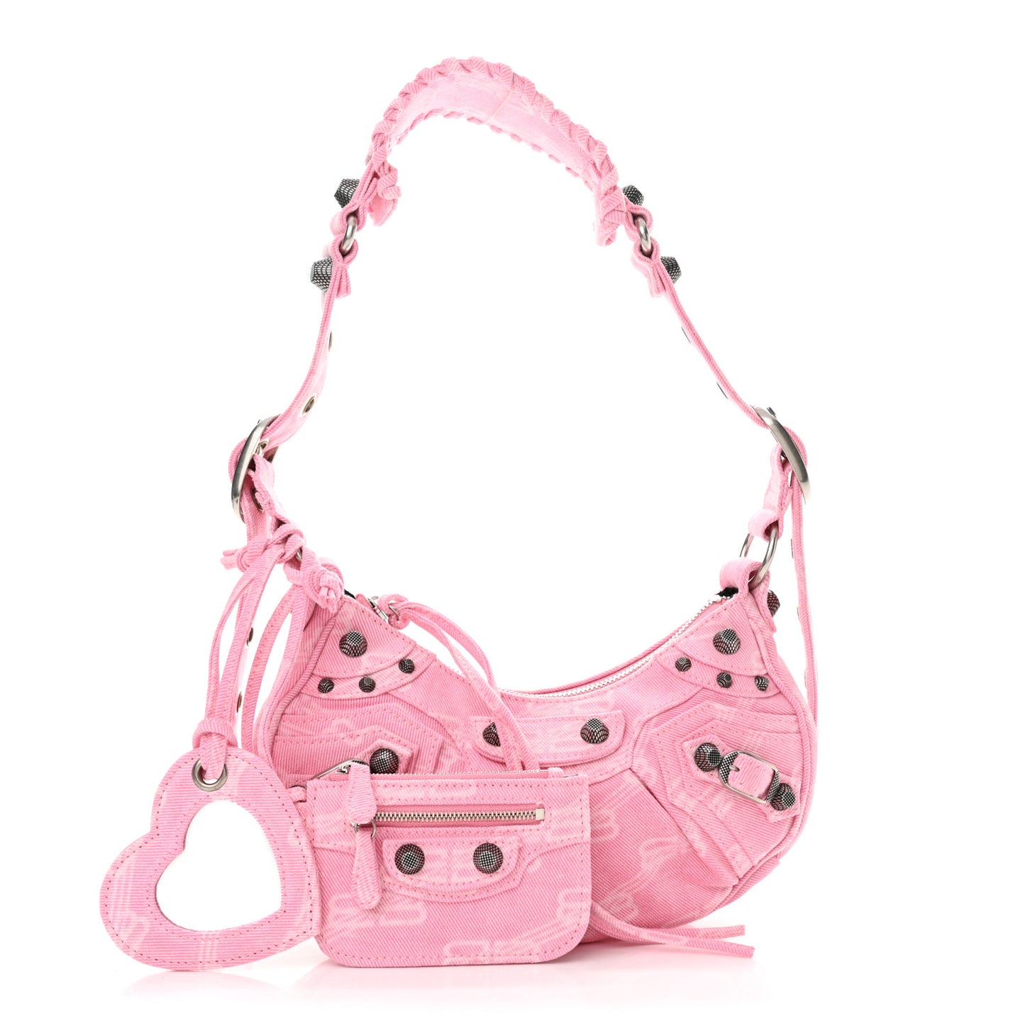 Denim BB Monogram Le Cagole Shoulder Bag XS Pink