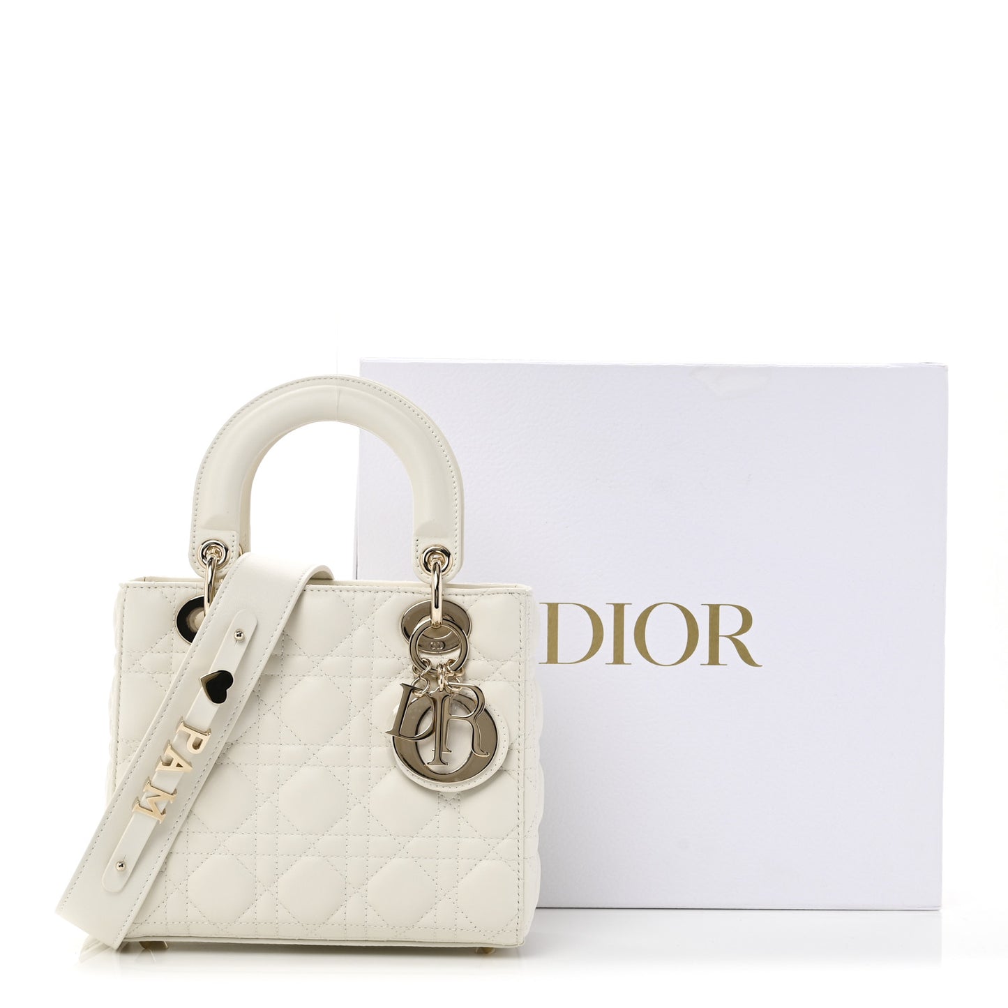 Lambskin Cannage Small My ABCDior Lady Dior White