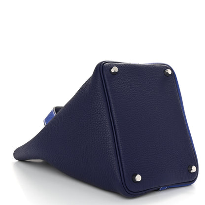 Hermes Taurillon Clemence Casaque Picotin Lock 18 PM Bleu Electrique Bleu Encre 4 of 11