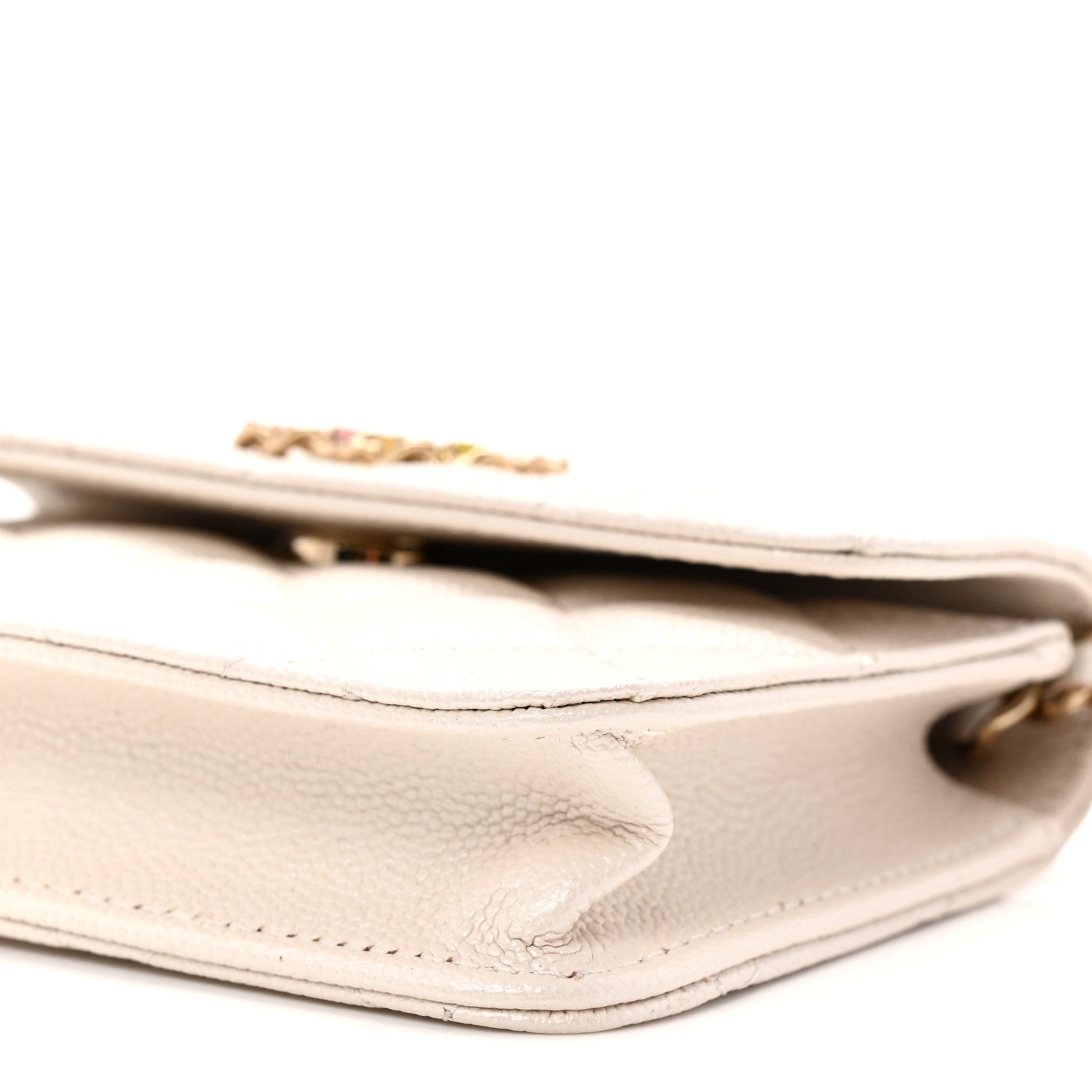 Chanel Caviar Quilted Crystal CC Clutch With Chain White 11 of 11