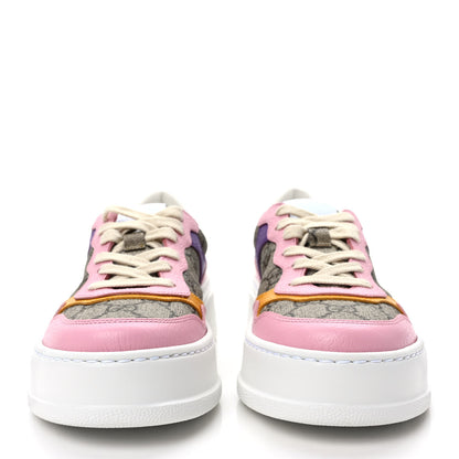 Gucci Calfskin GG Supreme Monogram Perforated Womens Platform 55mm Sneakers 36 Beige Ebony Sugar Pink Crop Shine Purple 2 of 10