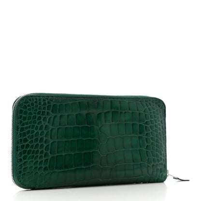 Hermes Shiny Alligator Azap Wallet Vert Emeraude 3 of 7