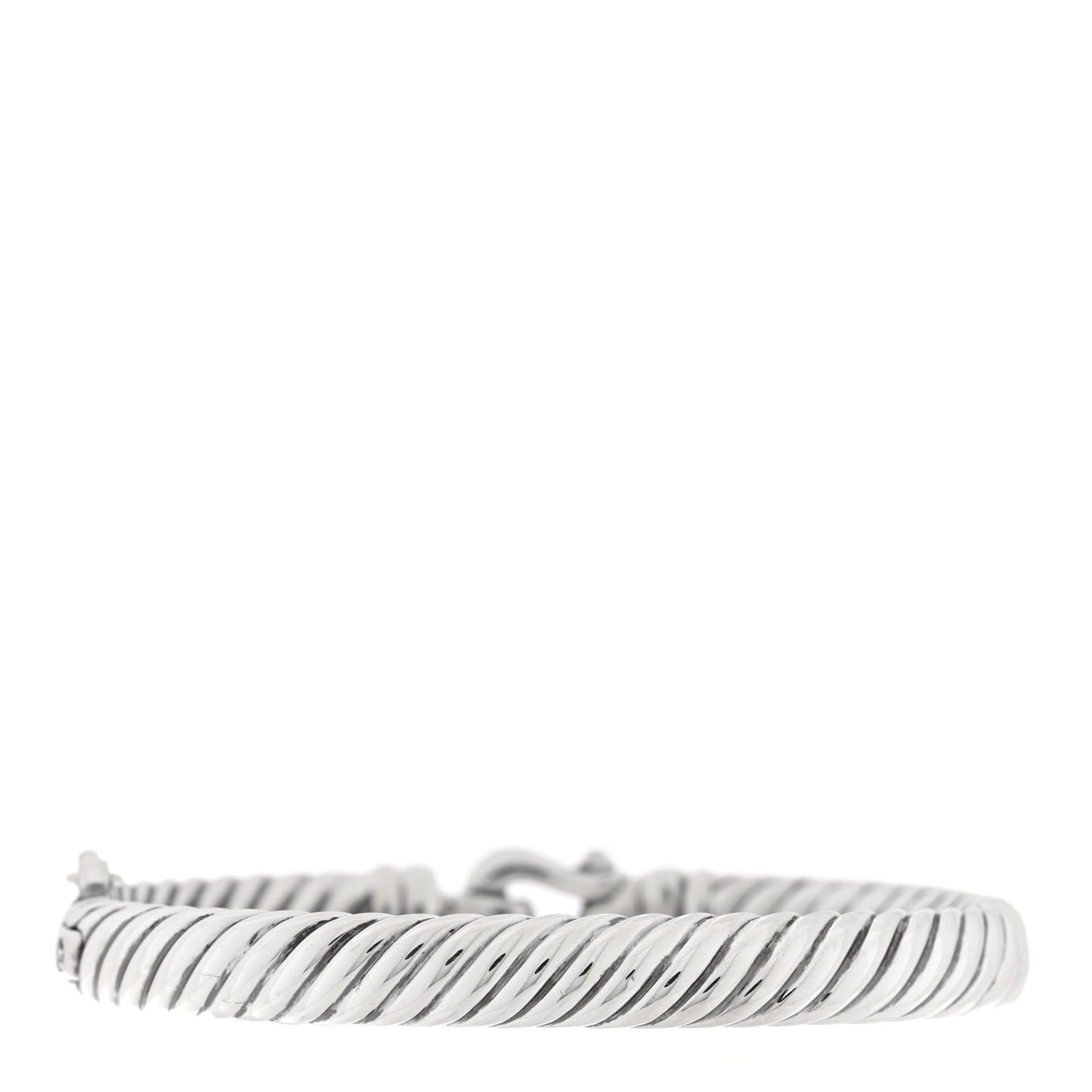 Sterling Silver Diamond 7mm Cable Buckle Cuff Bracelet