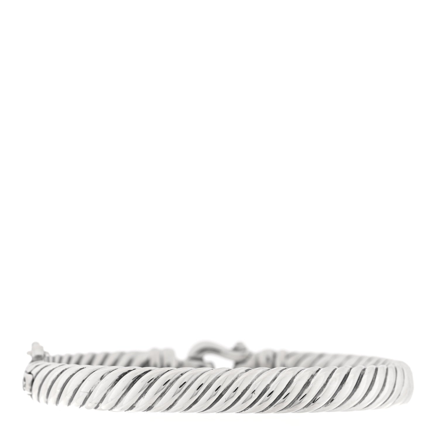 David Yurman Sterling Silver Diamond 7mm Cable Buckle Cuff Bracelet 2 of 3