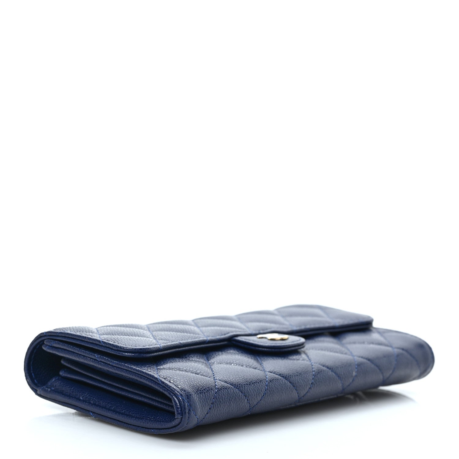 Chanel Caviar Quilted Large Gusset Flap Wallet Navy 4 of 7