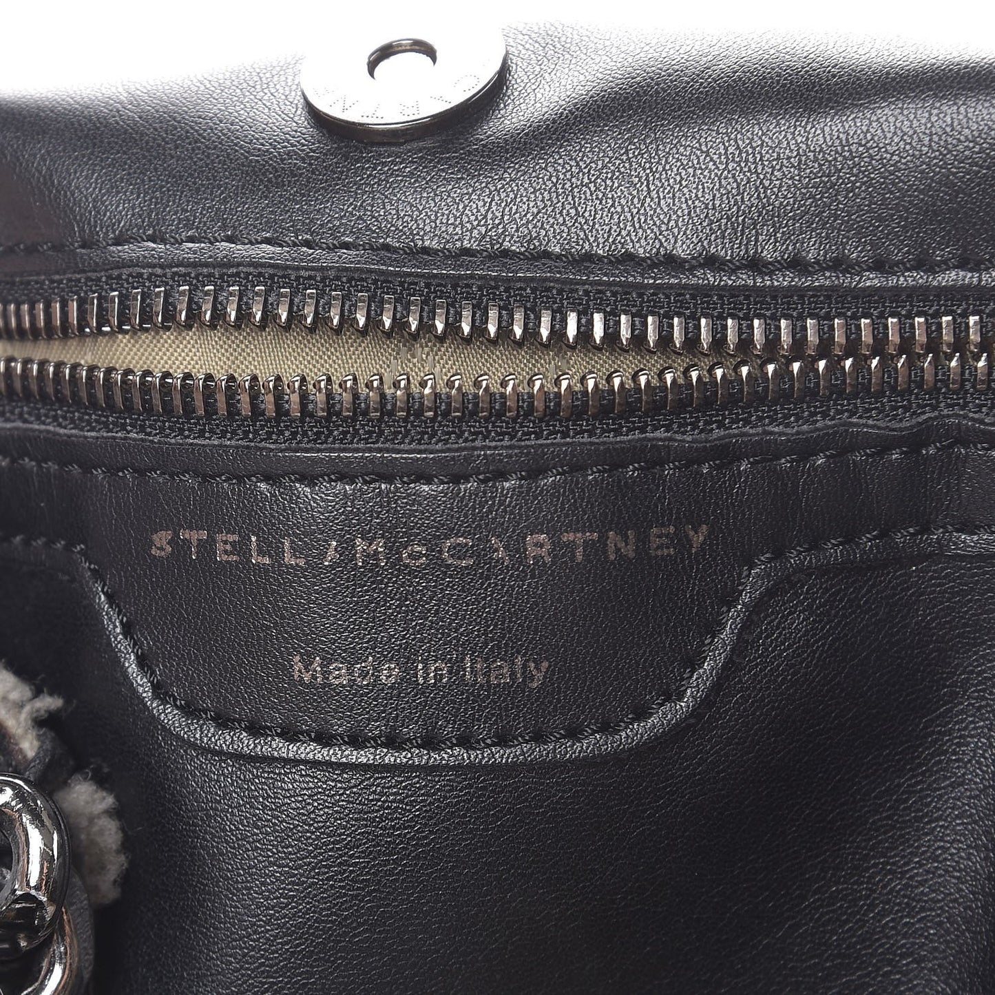 Shaggy Deer Shearling Chain Falabella Tote Black