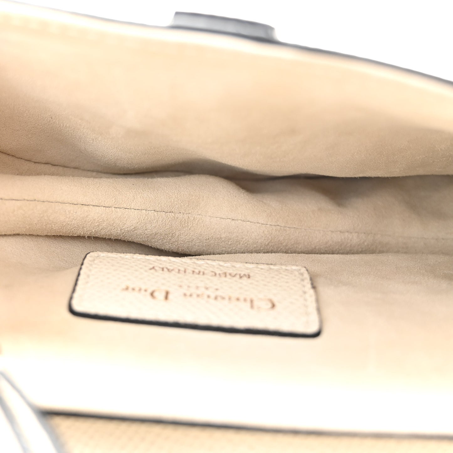 Grained Calfskin Mini Saddle Bag White
