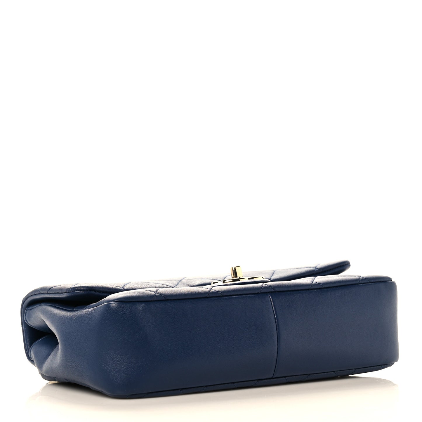 Lambskin Quilted Resin Bi-Color Chain Flap Bag Navy