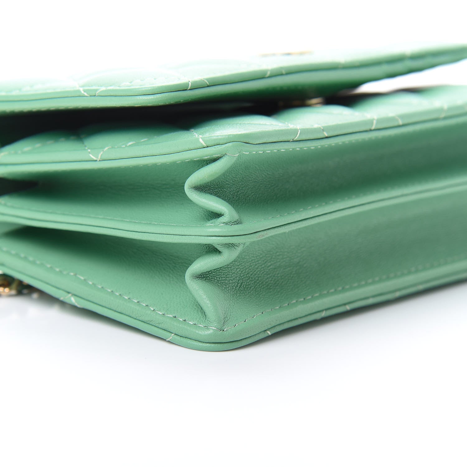 Chanel Lambskin Quilted Mini Wallet On Chain WOC Green 9 of 11