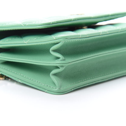 Chanel Lambskin Quilted Mini Wallet On Chain WOC Green 9 of 11