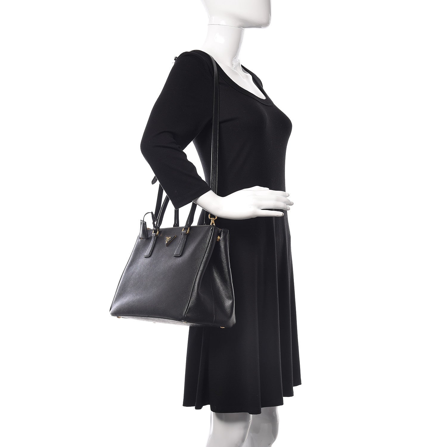 Prada Saffiano Medium Galleria Double Zip Tote Black 3 of 15