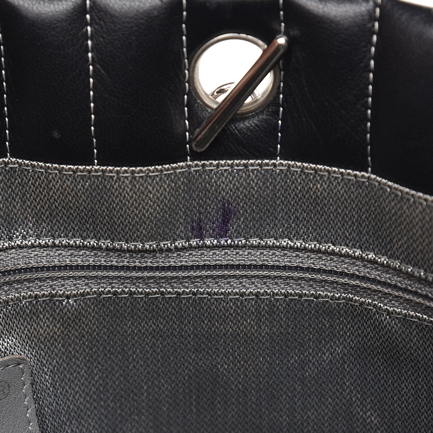 Lambskin Vertical Quilted Large Mademoiselle Tote Black
