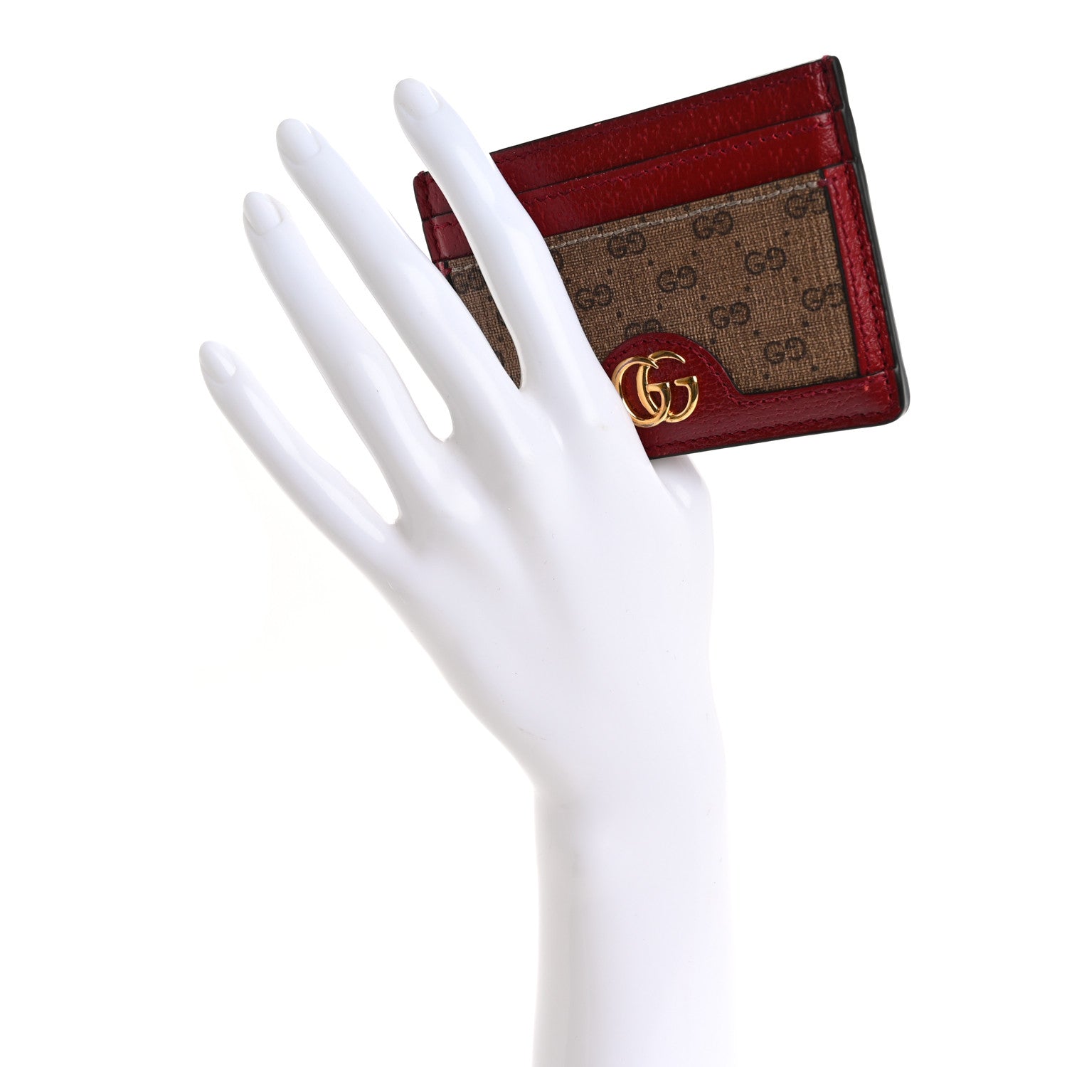 Gucci X DORAEMON Mini Vintage GG Supreme Monogram Card Holder Beige Cherry Red 2 of 11