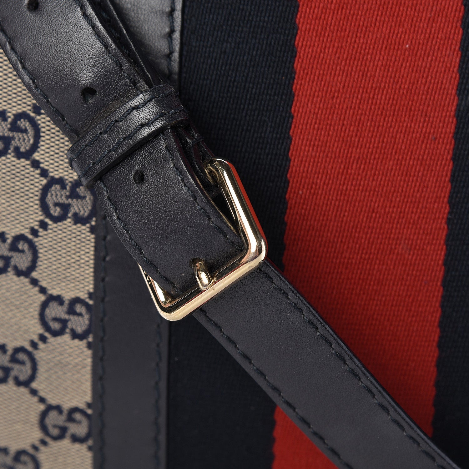 Gucci Monogram Vintage Web Medium Half Moon Hobo Navy 8 of 16