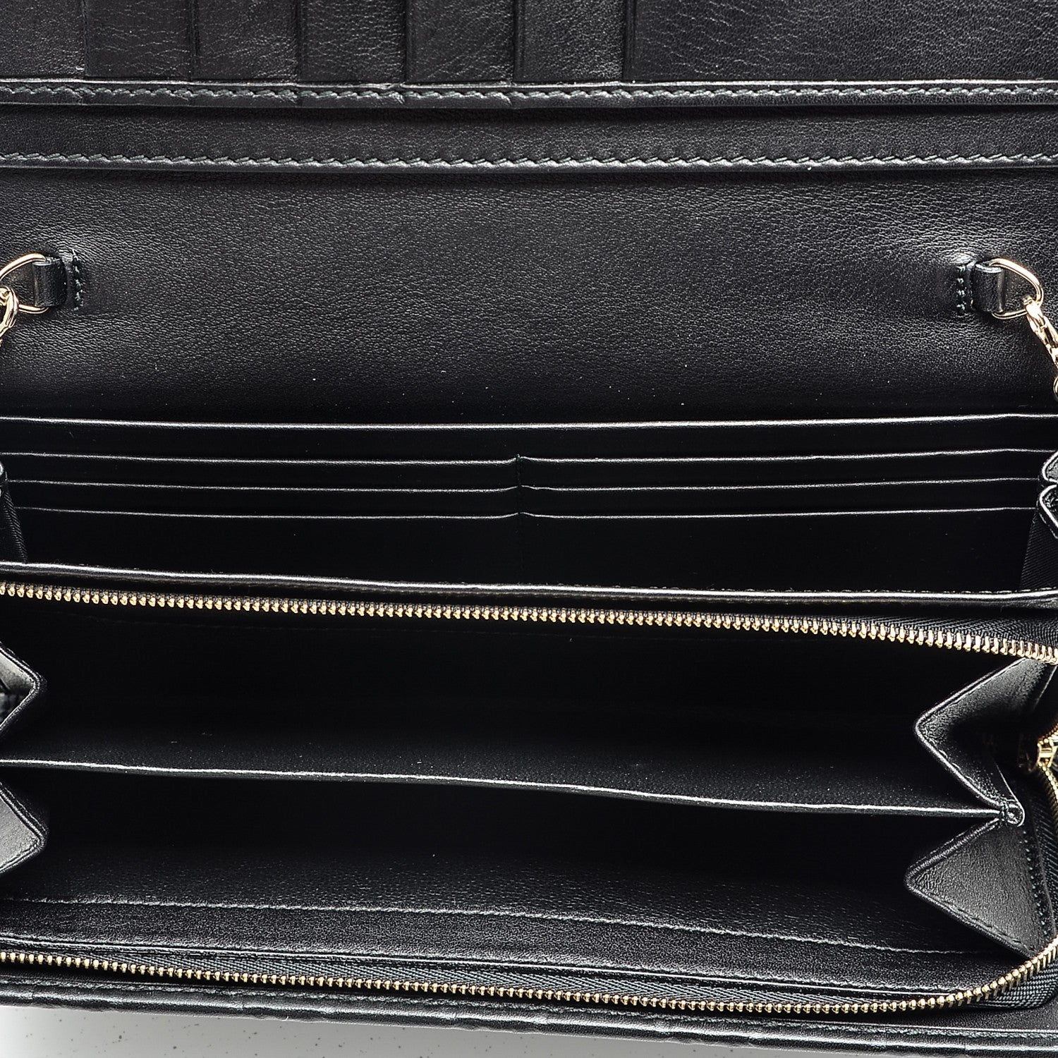 Gucci Guccissima Margaux Calfskin Metal Bar Chain Wallet Black 5 of 6