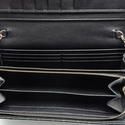 Gucci Guccissima Margaux Calfskin Metal Bar Chain Wallet Black 5 of 6