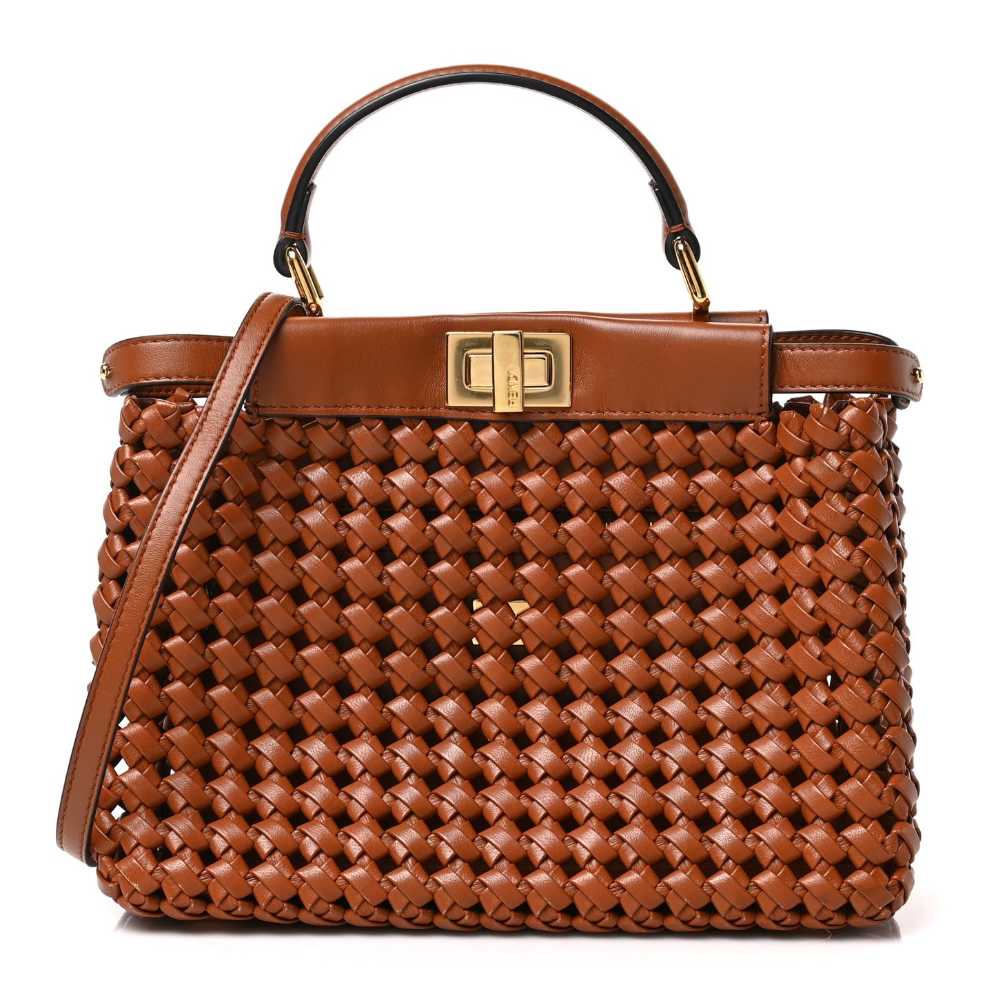 Nappa Woven Mini Peekaboo Iconic Satchel Cuoio