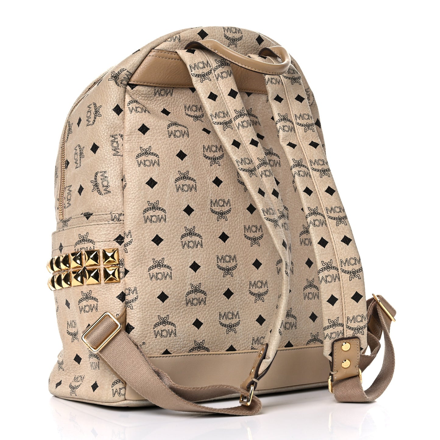Visetos Medium Side Studs Stark Backpack Beige