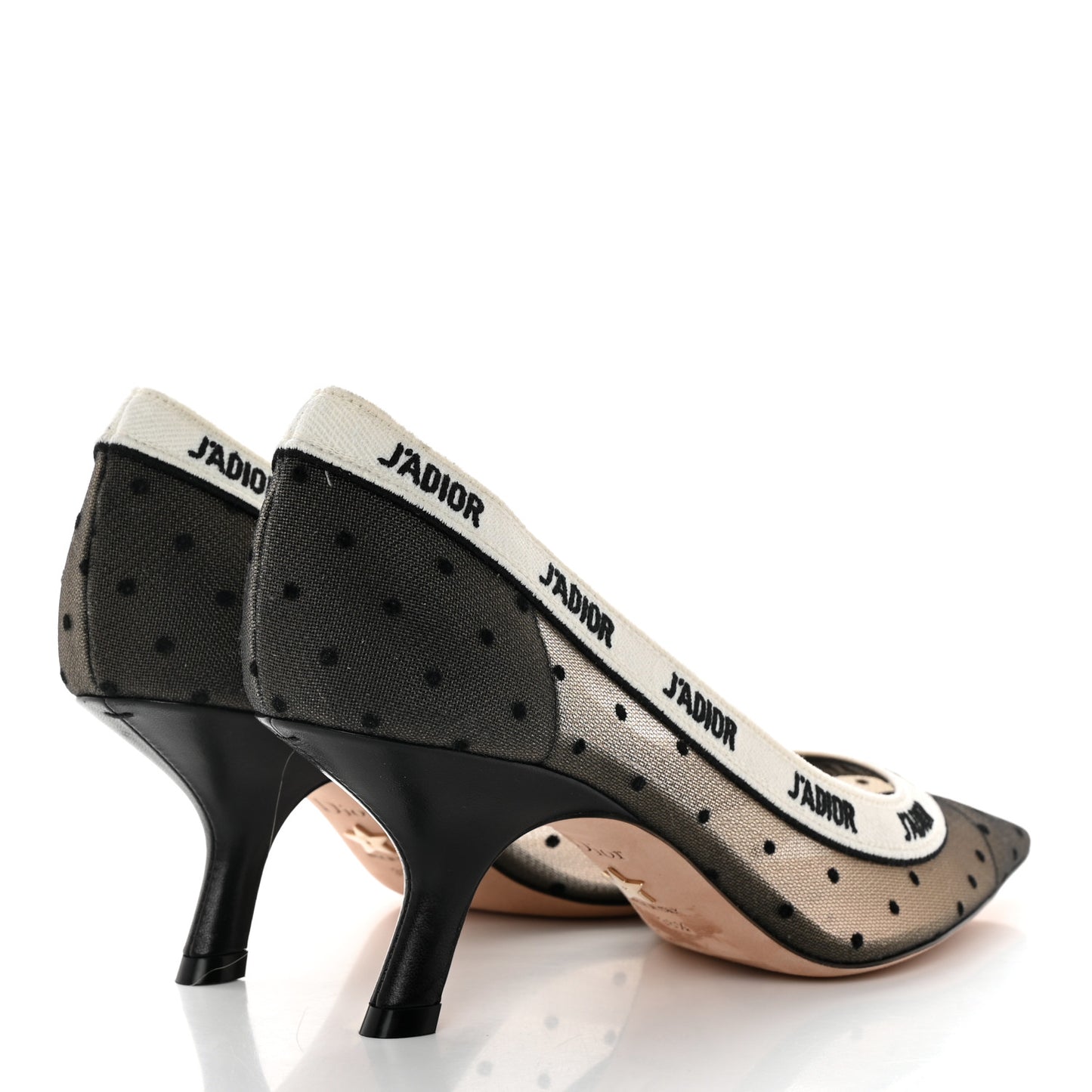 Plumetis Ribbon J'Adior 65mm Pumps 38.5 Black Nude