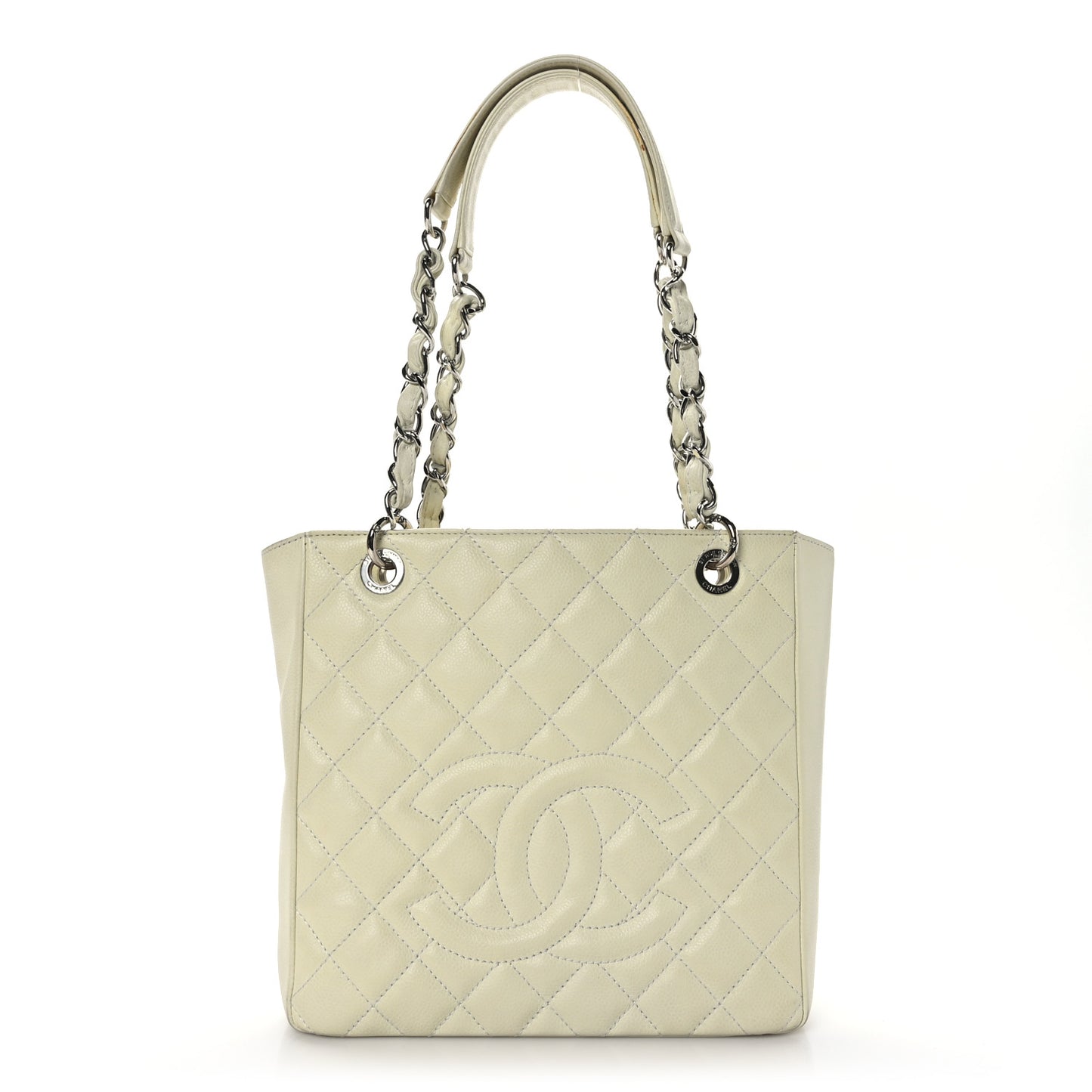 Caviar Quilted Petit Shopping Tote PST Light Beige