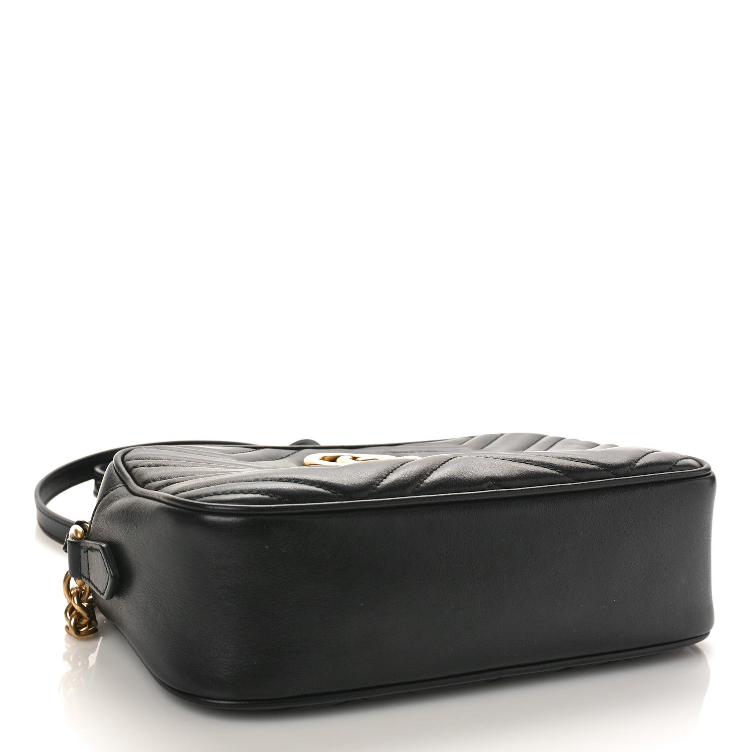 Gucci Calfskin Matelasse Small GG Marmont Chain Shoulder Bag Black 4 of 11