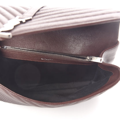 Saint Laurent Sheepskin Matelasse Chevron Monogram Large College Satchel Amaranto 5 of 9