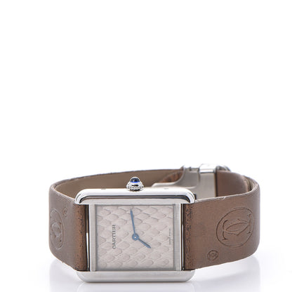 Cartier Stainless Steel Satin 24mm Tank Solo Python Quartz Watch Taupe 3 of 12