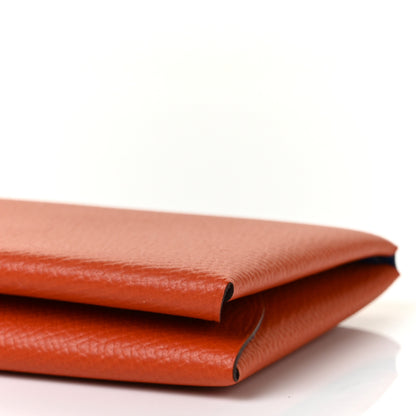 Hermes Epsom Verso Calvi Duo Card Case Orange Poppy Bleu Electrique 8 of 9