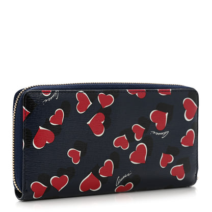 Gucci Calfskin Heartbeat Print Zip Around Wallet Blue 3 of 9