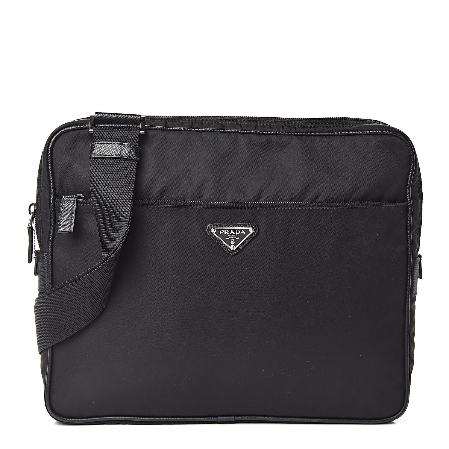 Prada Tessuto Nylon Flat Messenger Bag Black 1 of 11