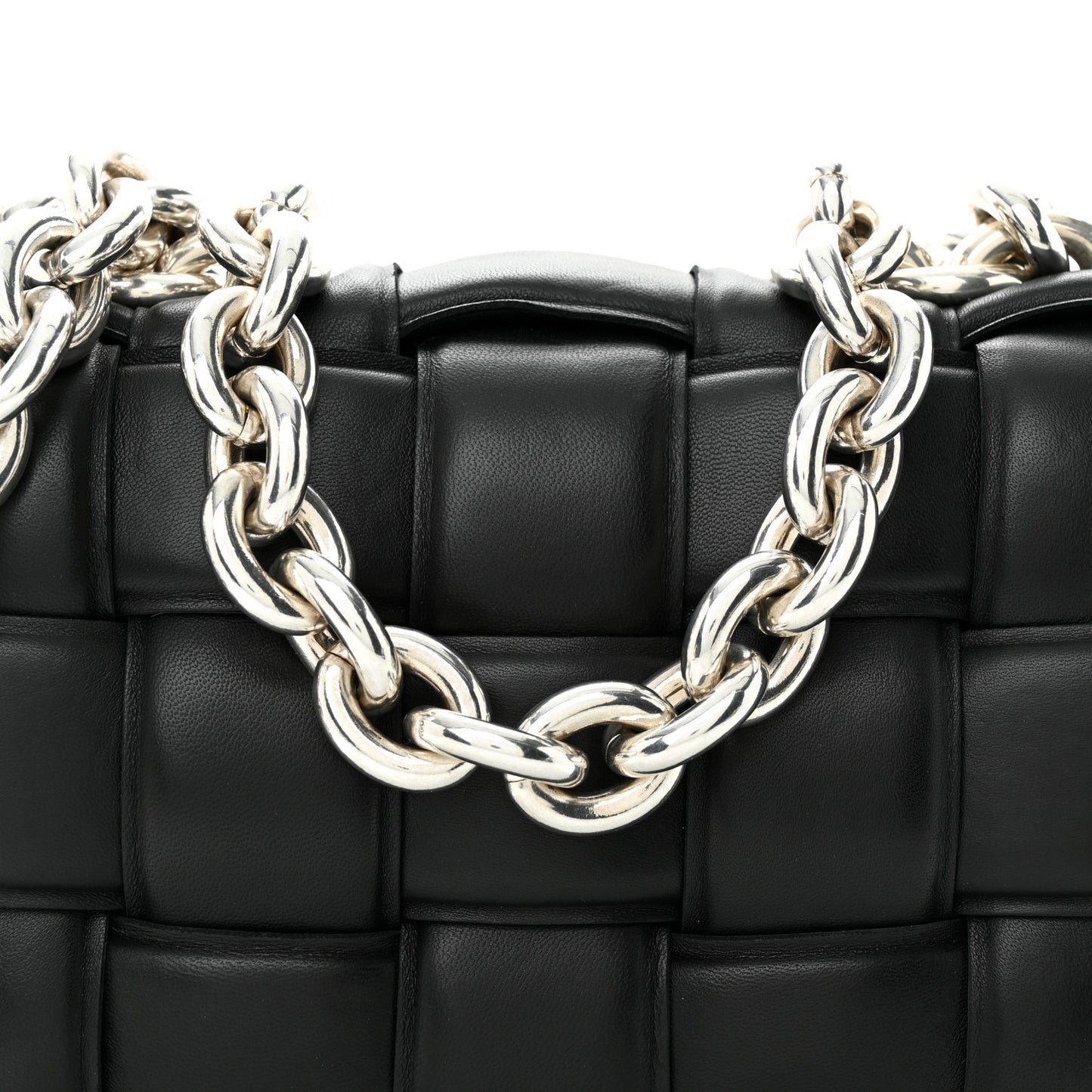 Lambskin Maxi Intreccio Padded Chain Cassette Crossbody Bag Black
