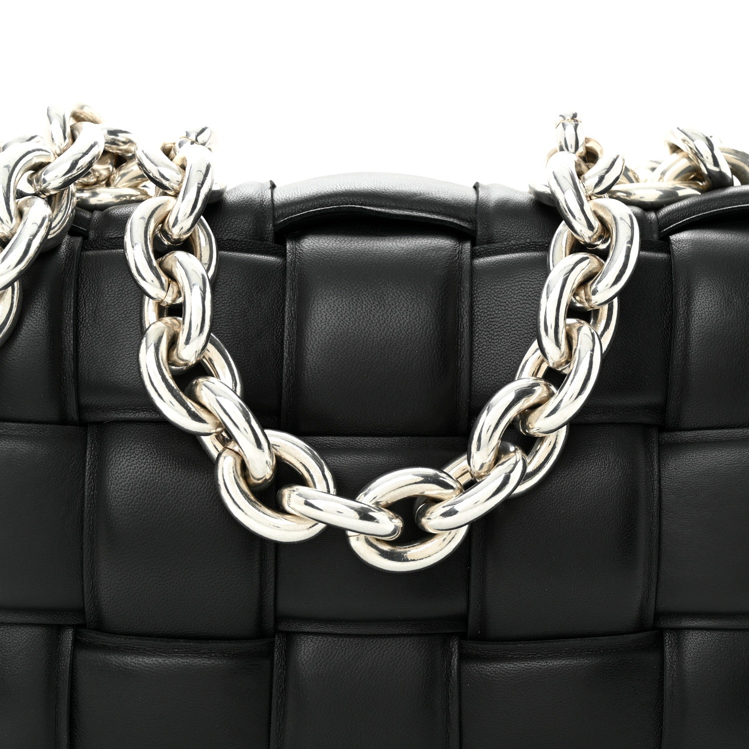 Bottega Veneta Lambskin Maxi Intreccio Padded Chain Cassette Crossbody Bag Black 7 of 11
