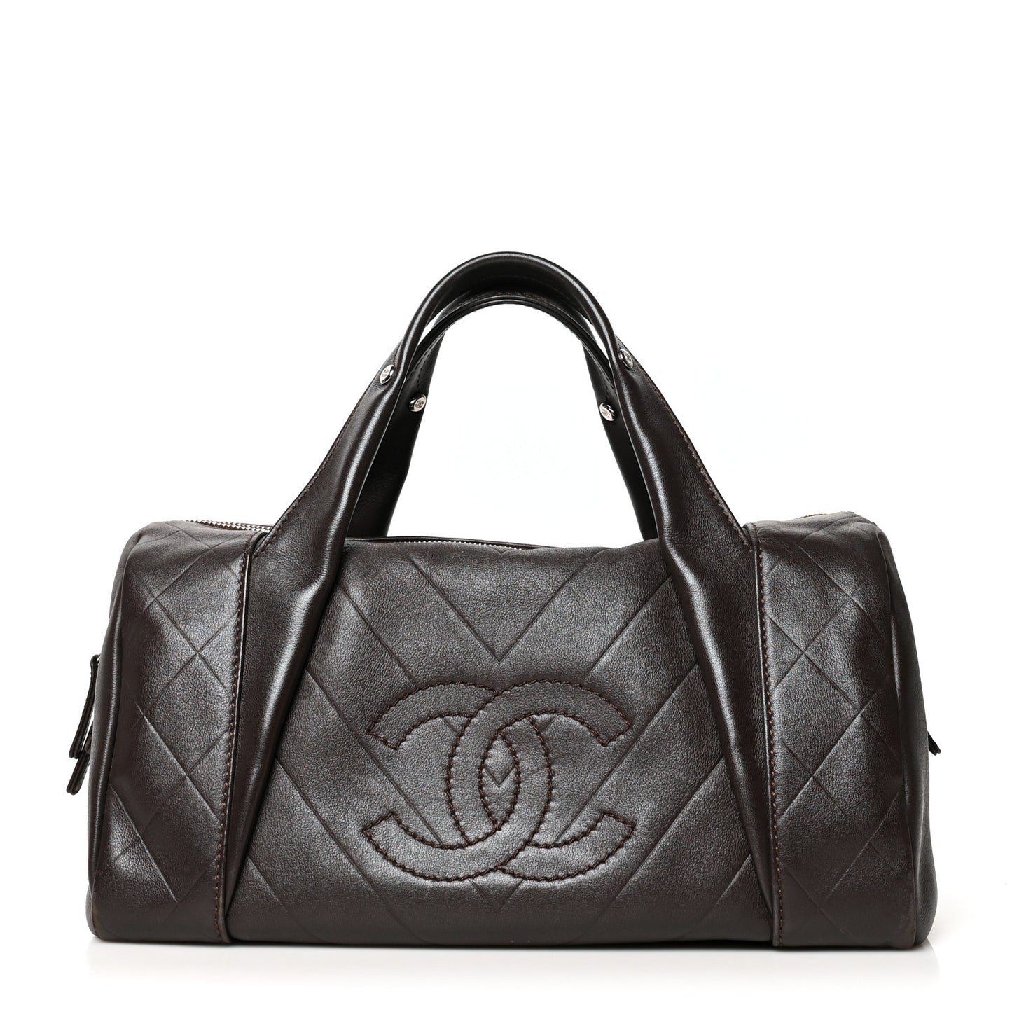 Calfskin Chevron CC All Day Long Boston Brown