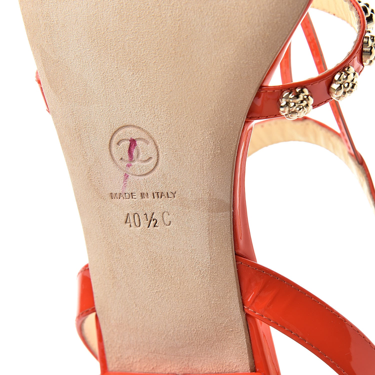 Chanel Patent Camellia Thong Sandals 40.5 Orange 8 of 10