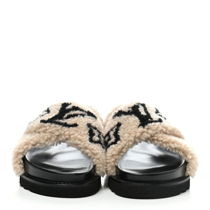 Louis Vuitton Shearling Paseo Sandals 40 Black 2 of 8