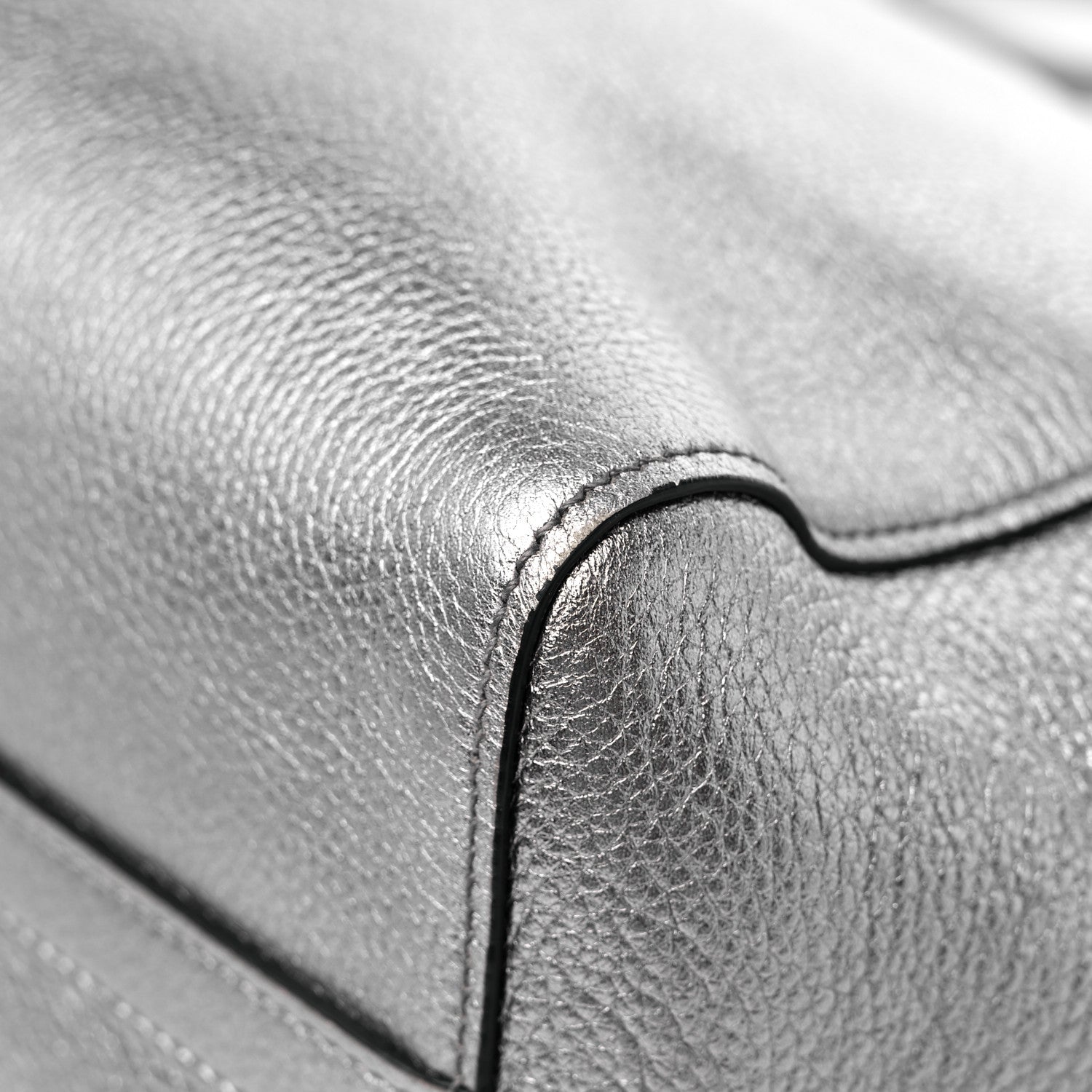 Prada Metallic Vitello Daino Top Handle Tote Cromo 11 of 11