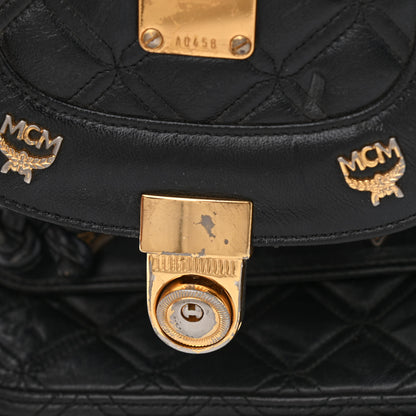 MCM Calfskin Studded Drawstring Backpack Black 10 of 11