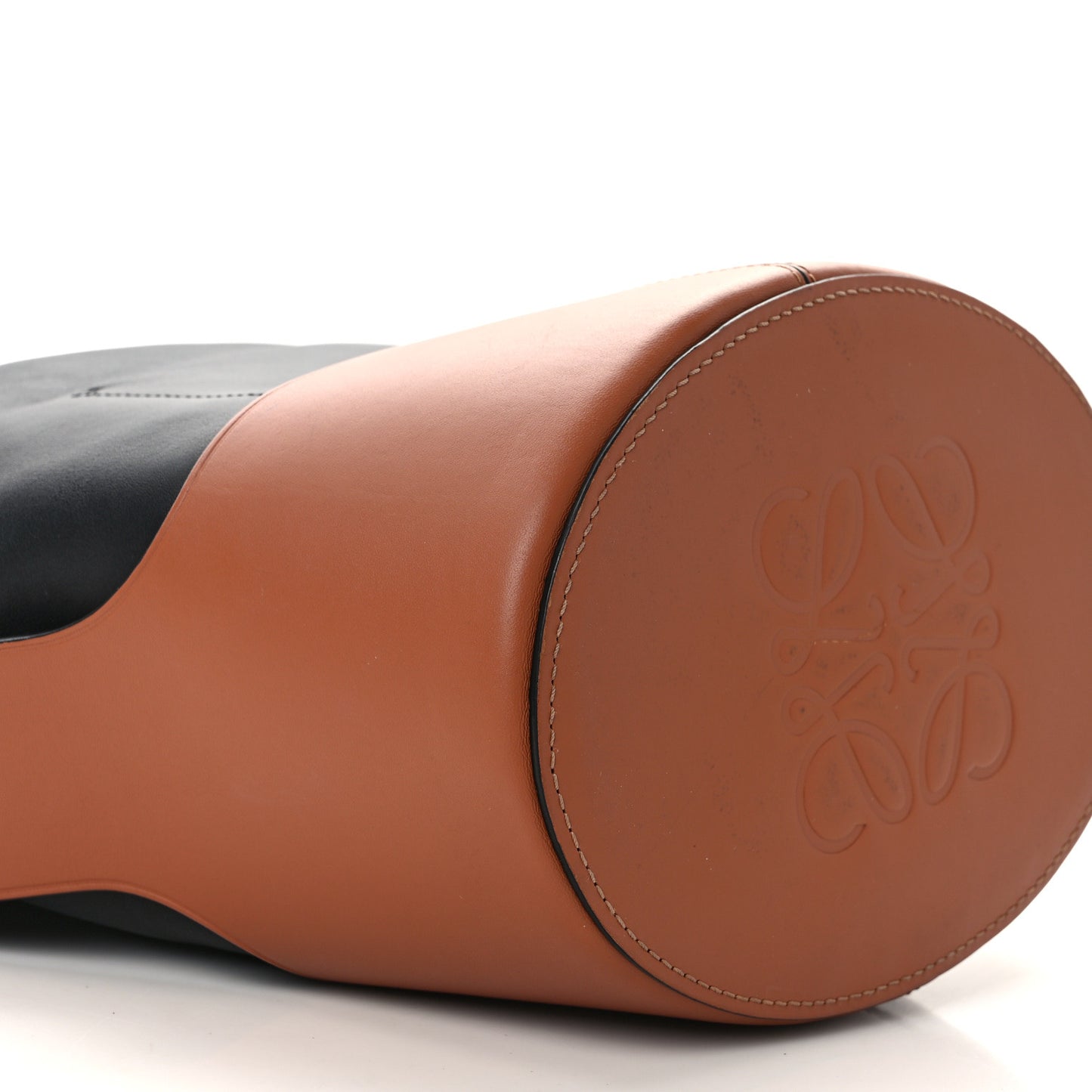 Calfskin Balloon Bucket Bag Black Tan