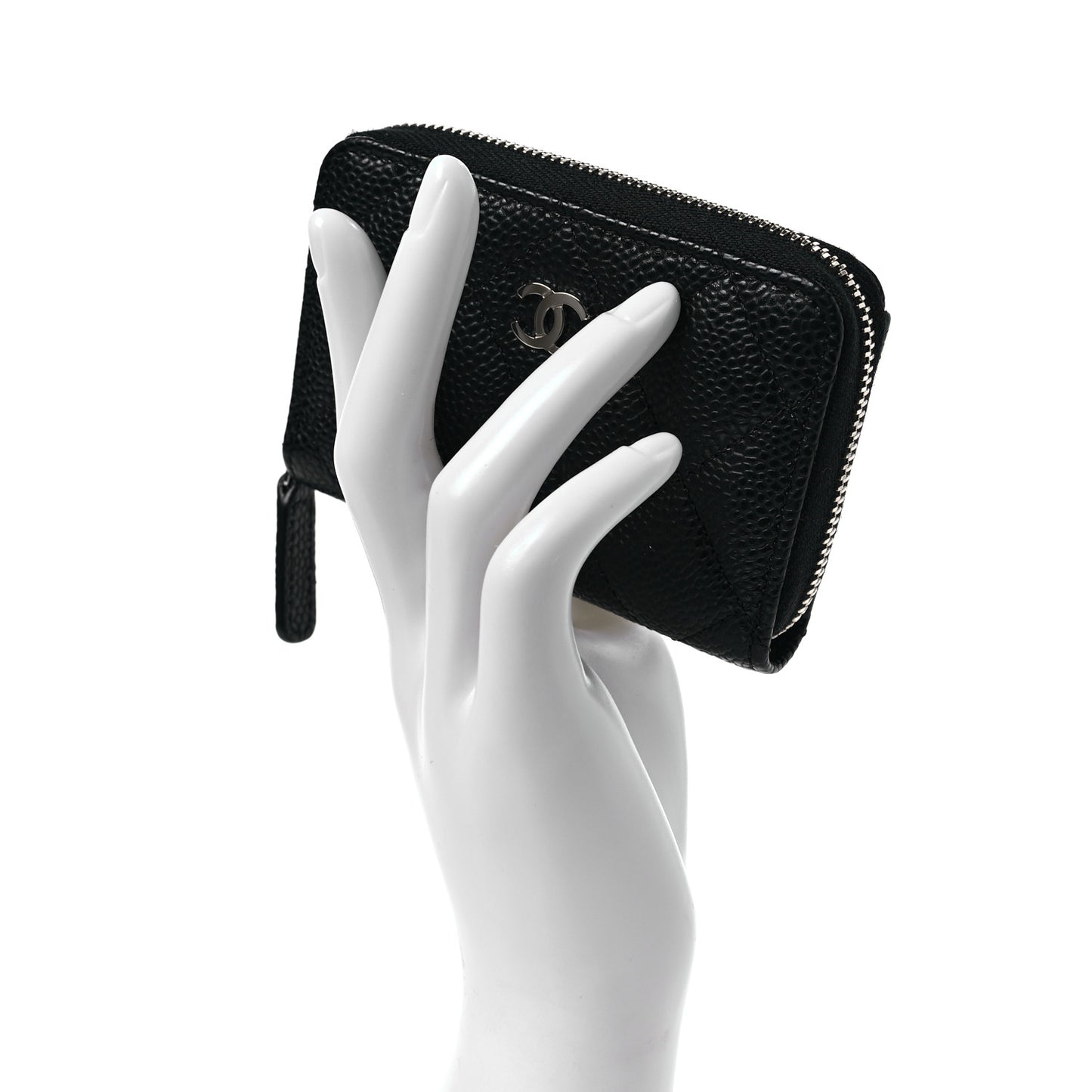 Caviar Quilted Zip Coin Purse Black