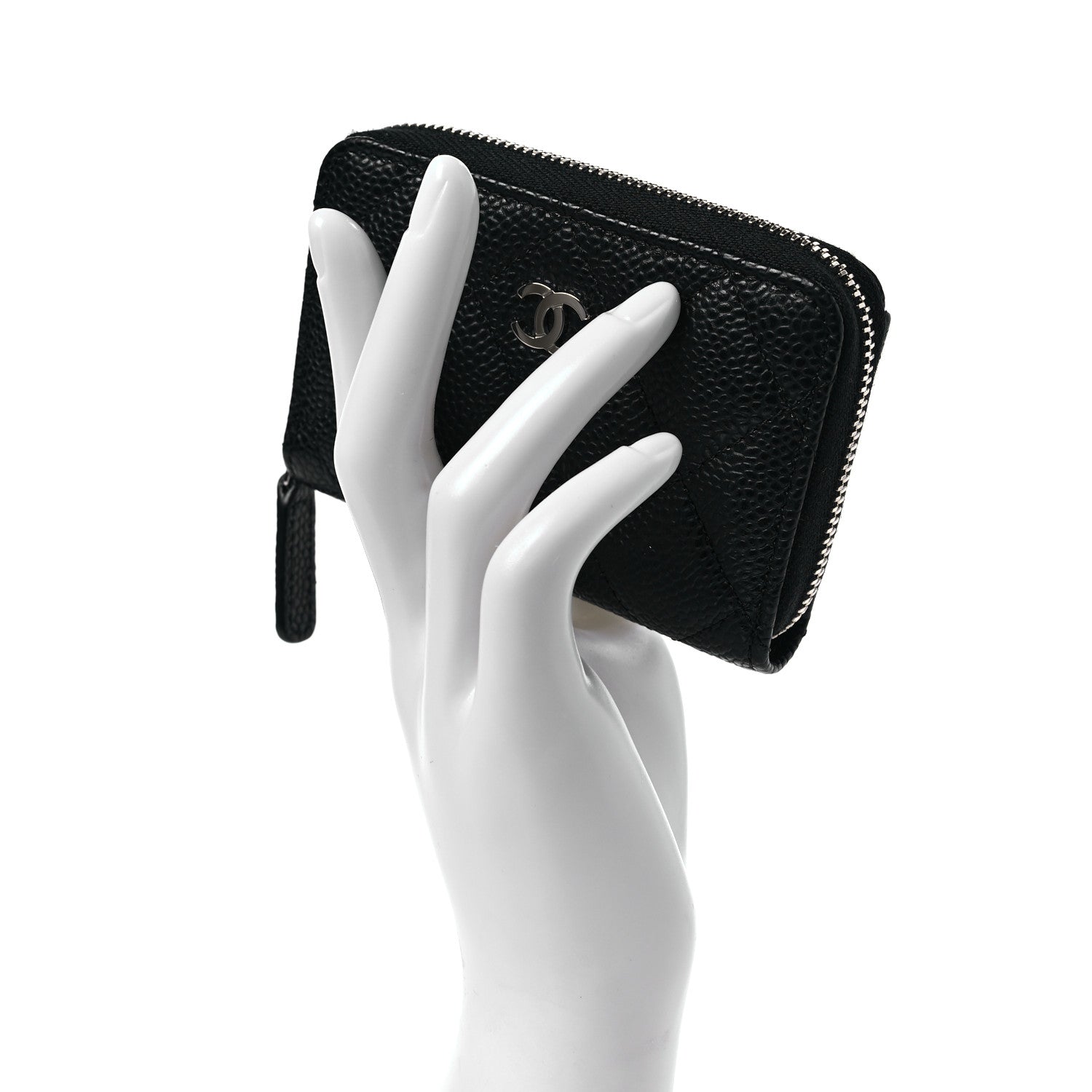 Chanel Caviar Quilted Zip Coin Purse Black 2 of 8